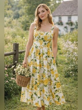 JASON WU Boned Corset Style Top Floral Yellow Dress NWT